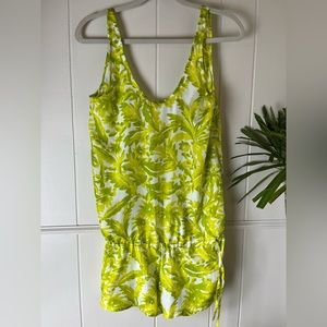 Mikoh Swimwear Neon green/yellow Tropical print romper MEDIUM